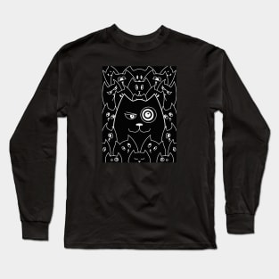 Cartoon Qute Cat Doodle / Cats illustration / Cat line art Long Sleeve T-Shirt